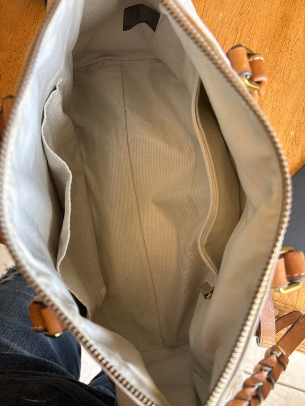 Fossil Cream and Tan Leather Satchel Shoulder/crossbody - Picture 7 of 7